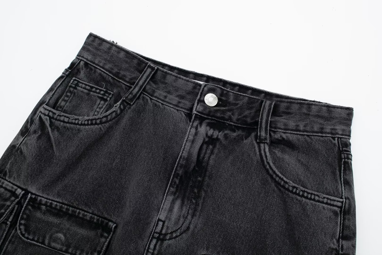 Street fashion workwear denim skirt