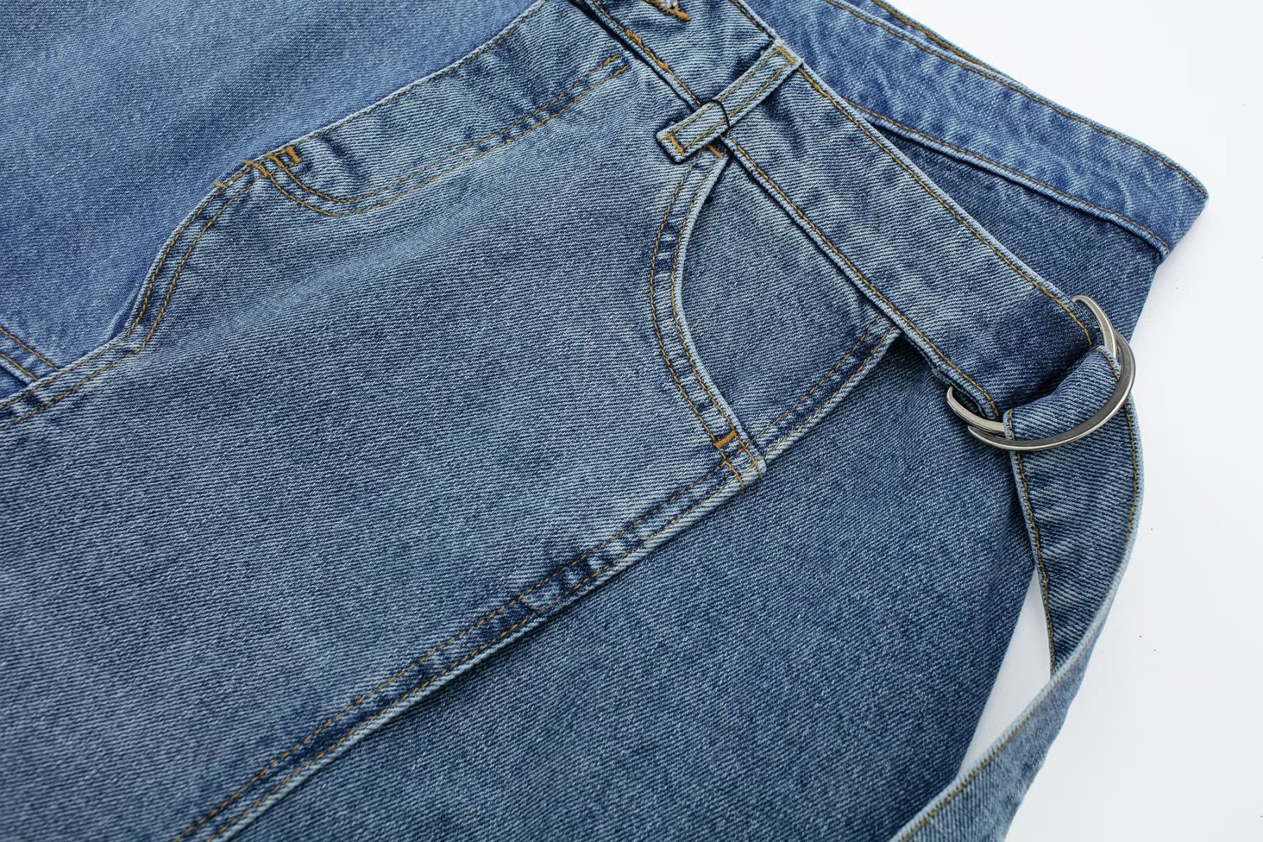 Mid length denim skirt