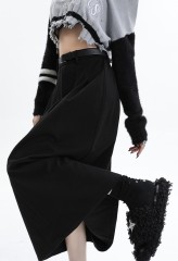 High waisted mid length umbrella skirt