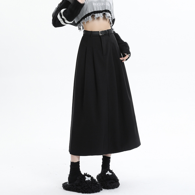High waisted mid length umbrella skirt