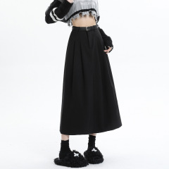 High waisted mid length umbrella skirt
