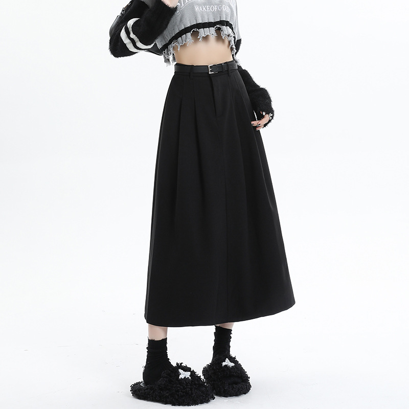 High waisted mid length umbrella skirt