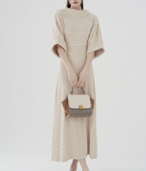 Knitted buttocks sweater long skirt