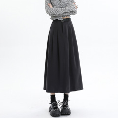 High waisted mid length umbrella skirt