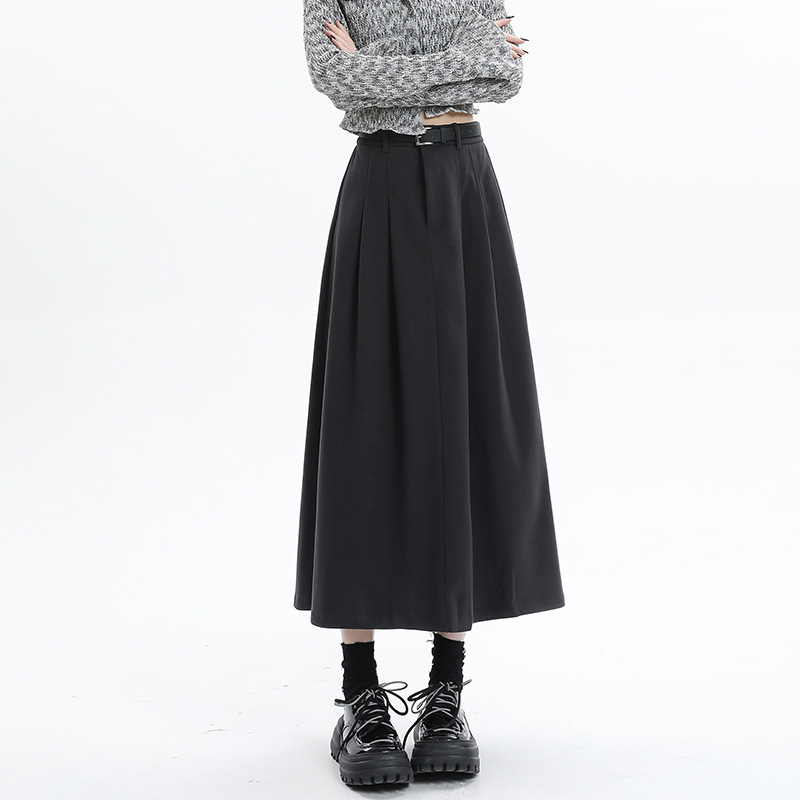 High waisted mid length umbrella skirt