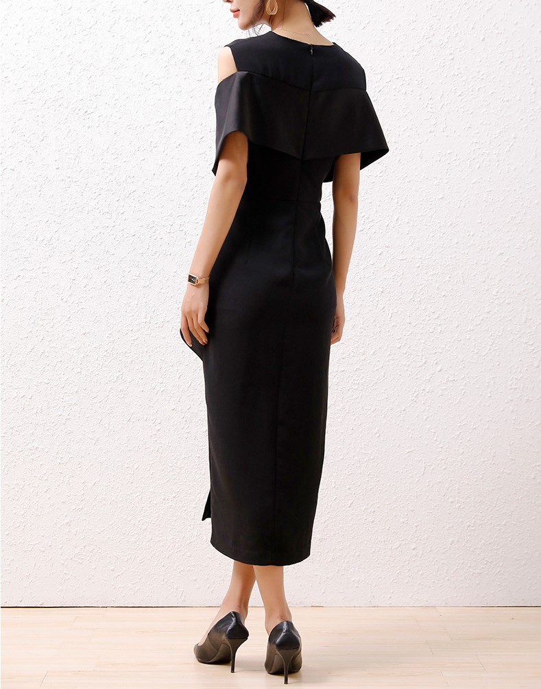 Off shoulder slit dress