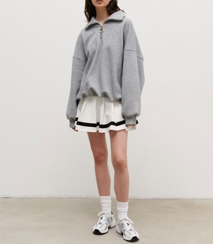 Neutral style street zippered hoodie