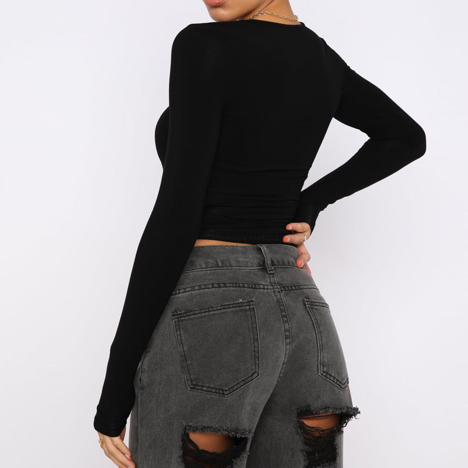 Solid color bottom shirt for women