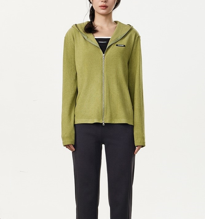 Hooded double zippered jacket for women