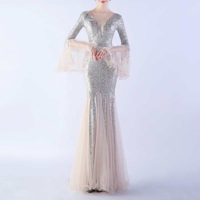 Fish Silk Wave Edge Mesh Wedding Dress