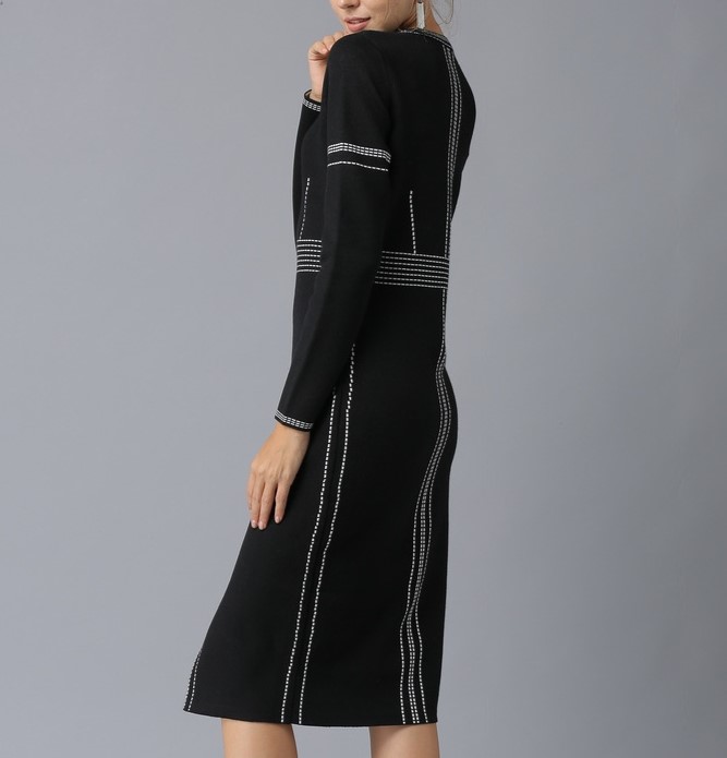 Knitted medium length woolen dress