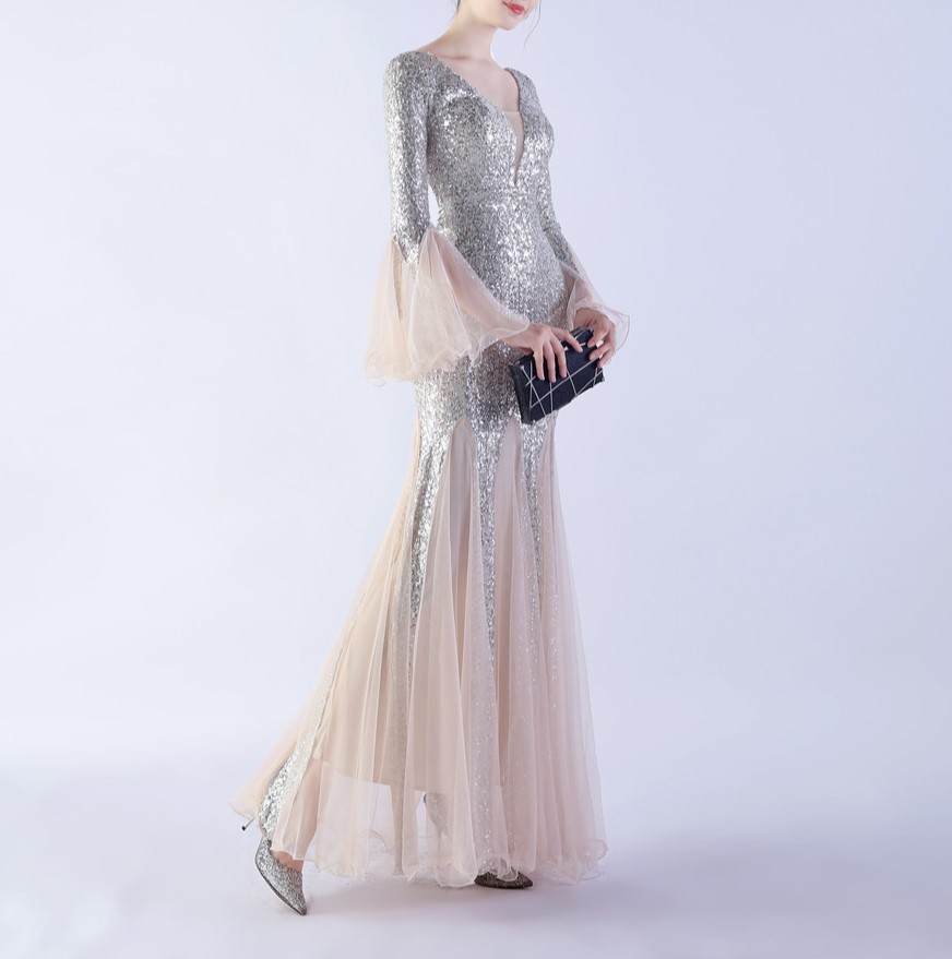 Fish Silk Wave Edge Mesh Wedding Dress
