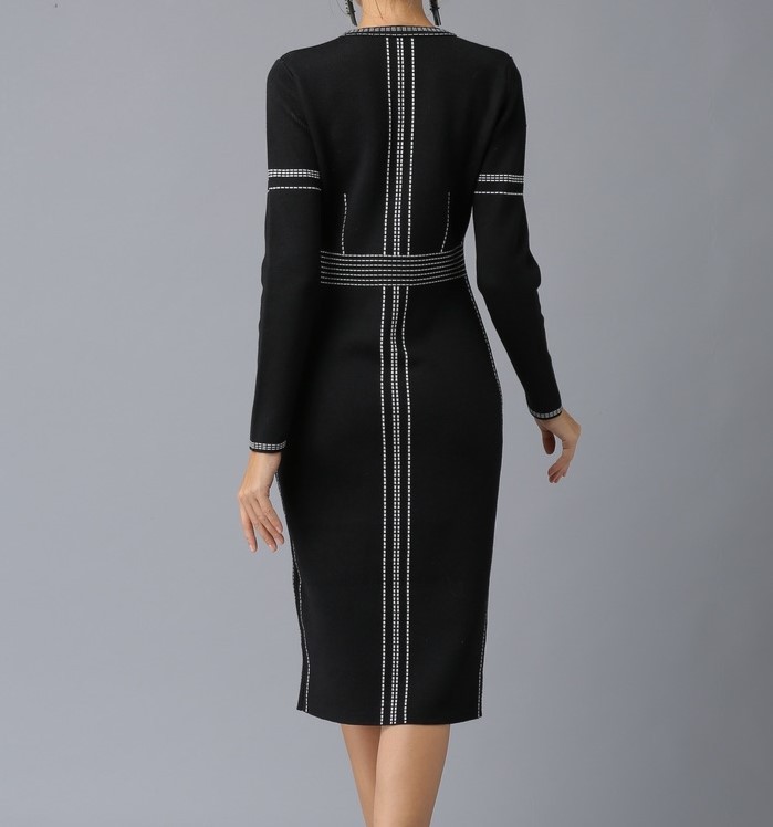 Knitted medium length woolen dress