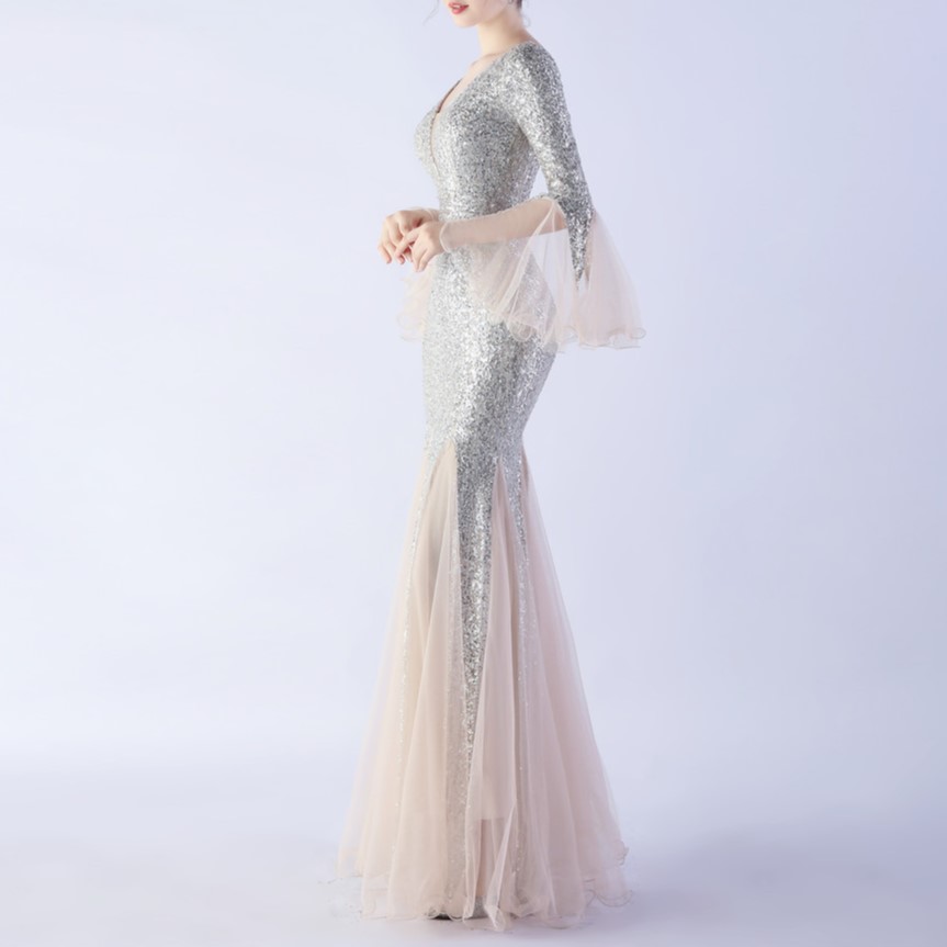 Fish Silk Wave Edge Mesh Wedding Dress