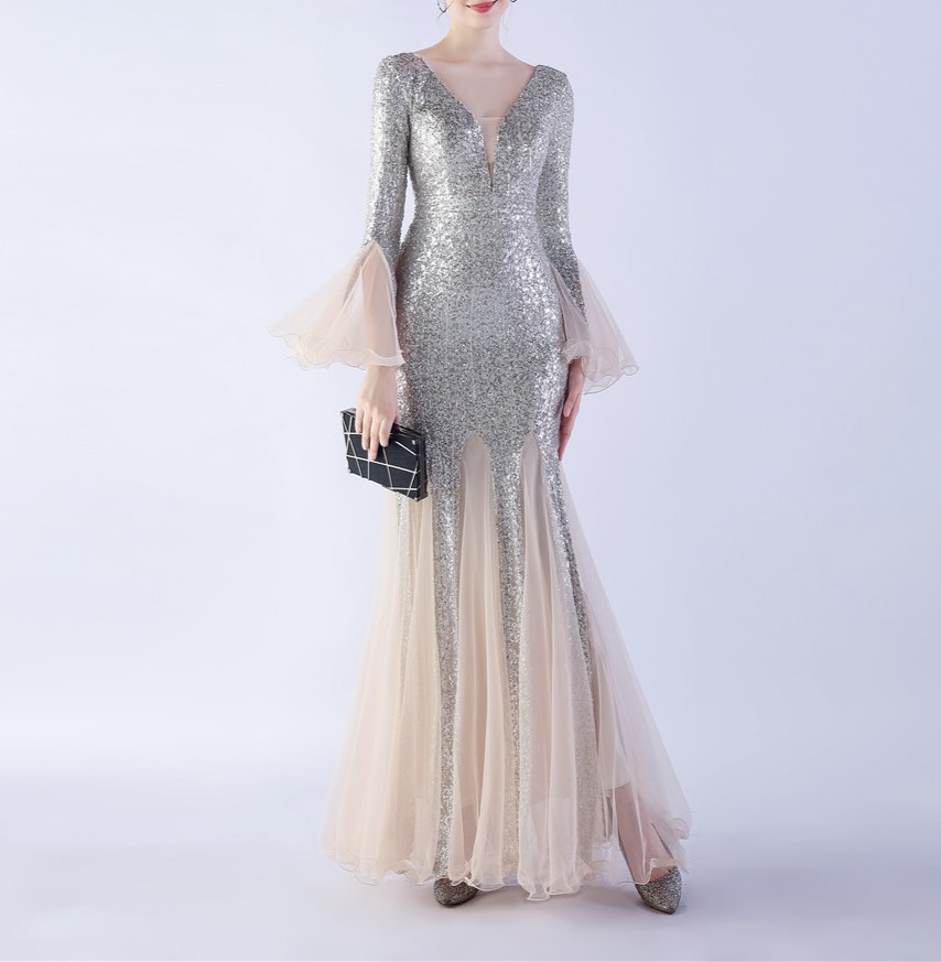 Fish Silk Wave Edge Mesh Wedding Dress
