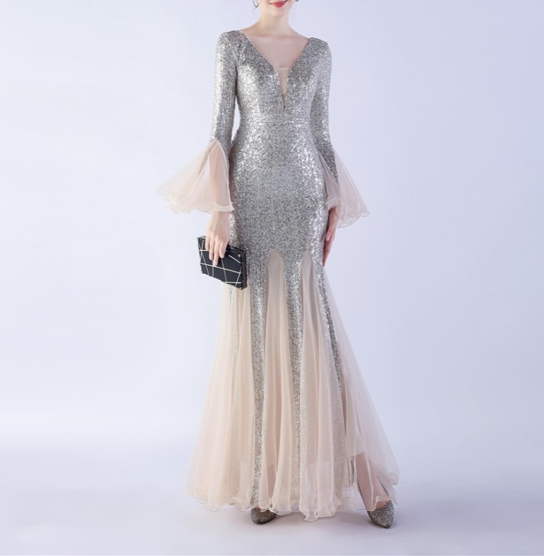 Fish Silk Wave Edge Mesh Wedding Dress