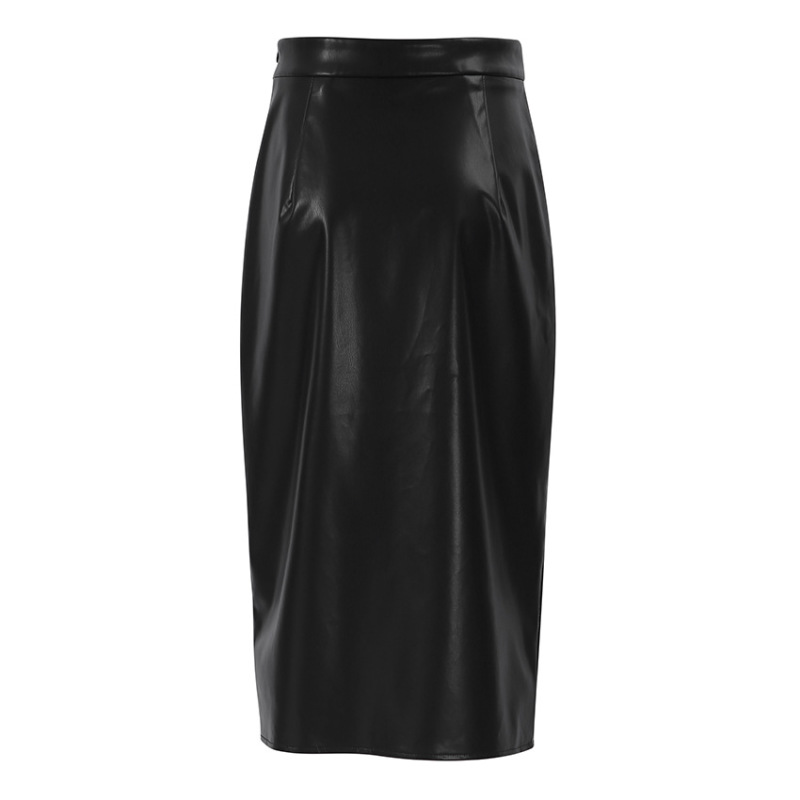 Split buttocks skirt leather skirt