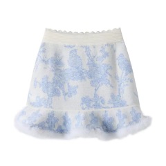 Printed A-line skirt knitted half skirt