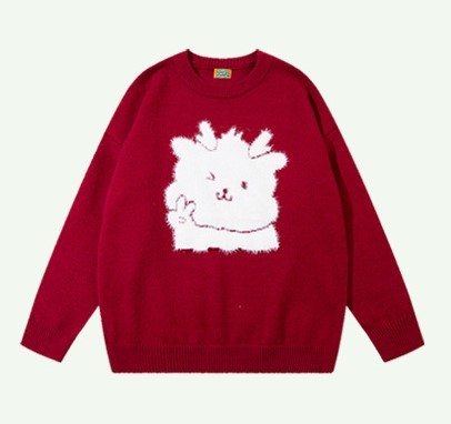 Cartoon autumn and winter couple knitted sweater
