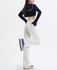Straight leg floor mopping jeans for women