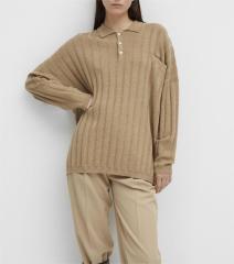 Long sleeved knitted sweater pullover top for women