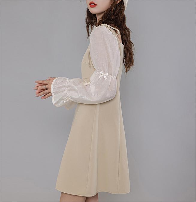 Retro Bubble Sleeves Dress