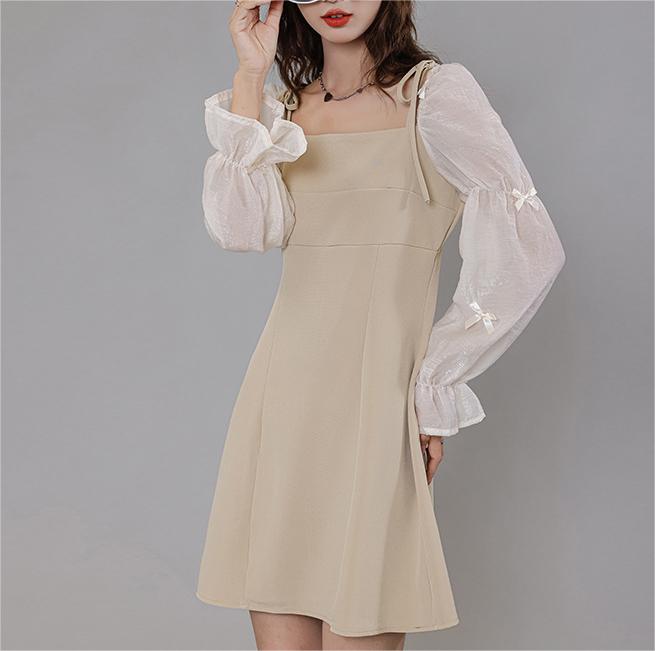 Retro Bubble Sleeves Dress
