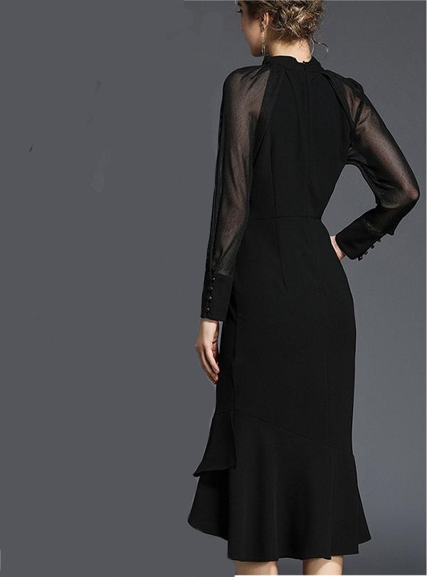 Long sleeved fishtail slim fit dress