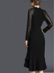 Long sleeved fishtail slim fit dress