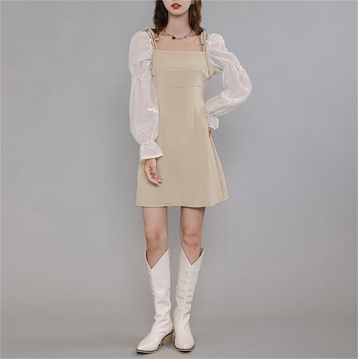 Retro Bubble Sleeves Dress