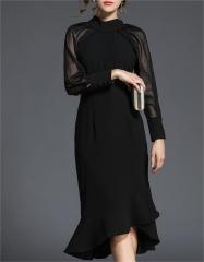 Long sleeved fishtail slim fit dress