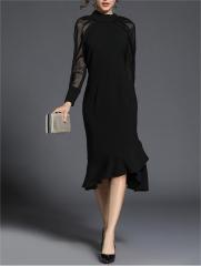 Long sleeved fishtail slim fit dress