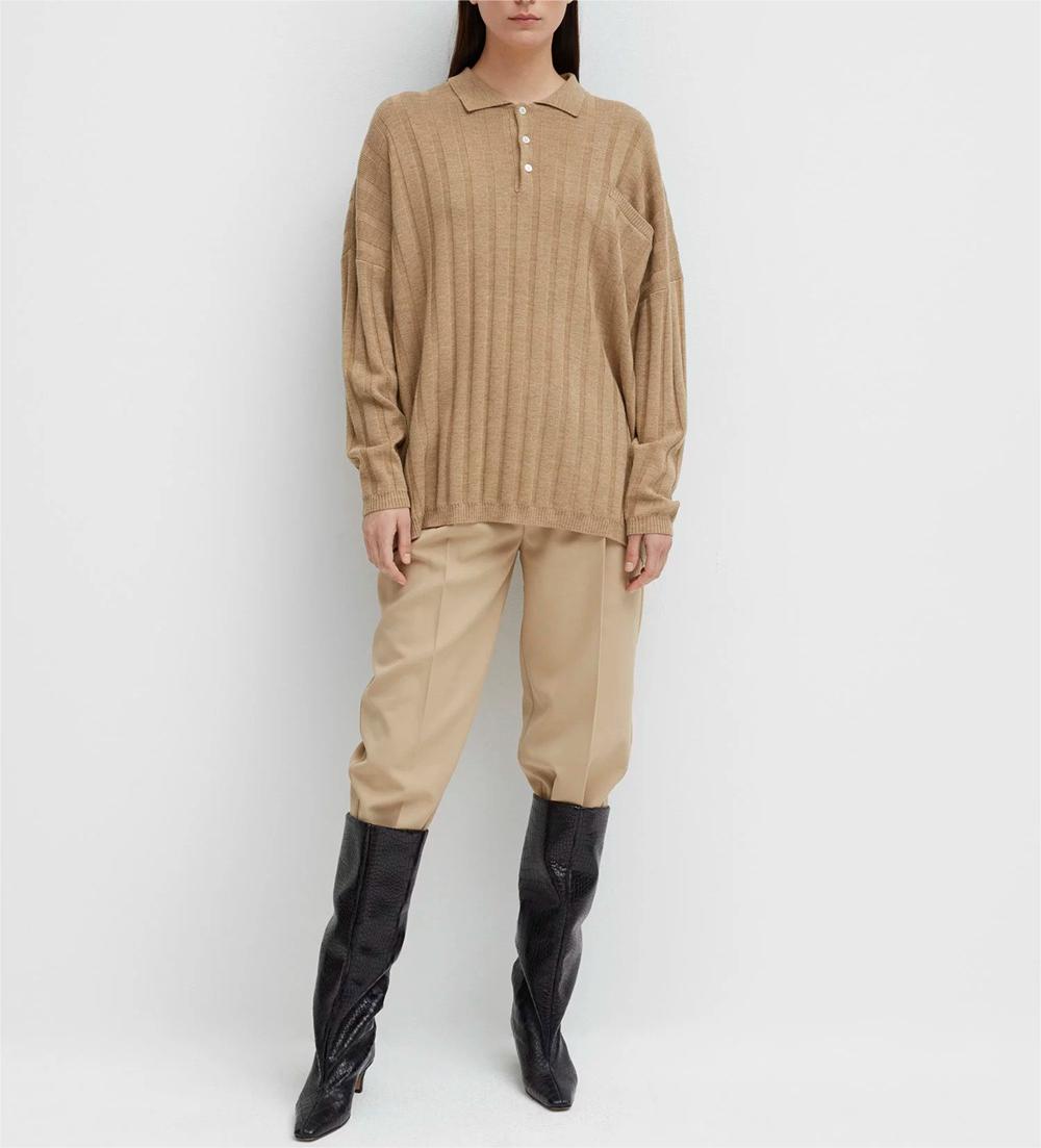 Long sleeved knitted sweater pullover top for women