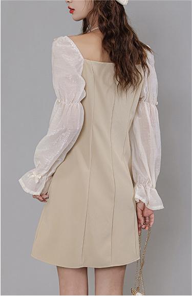 Retro Bubble Sleeves Dress