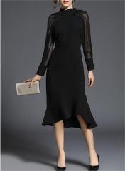 Long sleeved fishtail slim fit dress