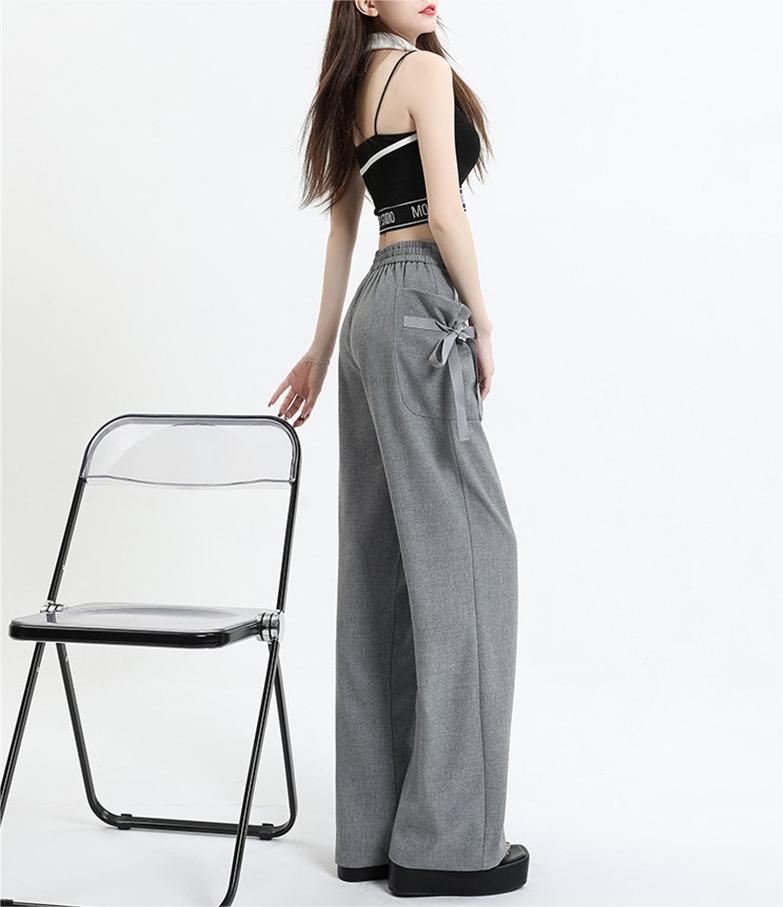 High waisted straight leg floor length pants