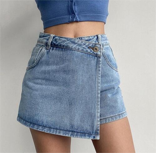 Light colored fake two-piece design spicy girl skirt pants