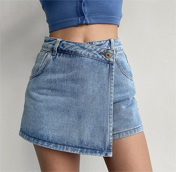 Light colored fake two-piece design spicy girl skirt pants