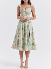 Women's Sling Split Flower Dress