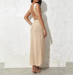 Two piece set of hip wrap skirt and suspender