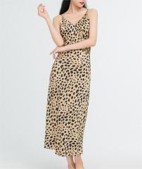 Leopard print long vintage camisole skirt