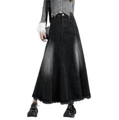 High waisted denim skirt