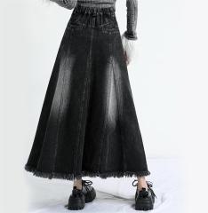 High waisted denim skirt