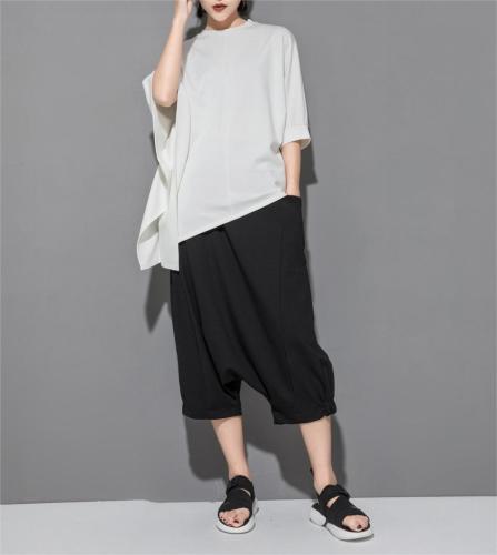 Trendy Bat Spliced 3/4 Sleeve T-shirt for Women