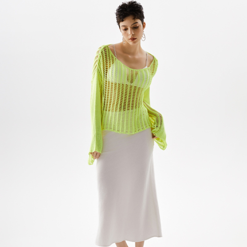 OEM Hollow Fluorescent Green Long Sleeve Top