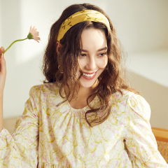New Design Round Neck Floral Loose Long Sleeve Dress