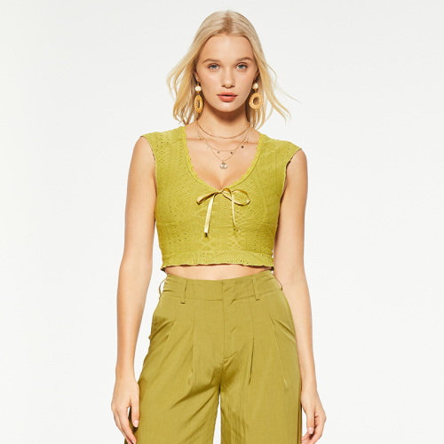 OEM Hollow U-neck bow sleeveless top