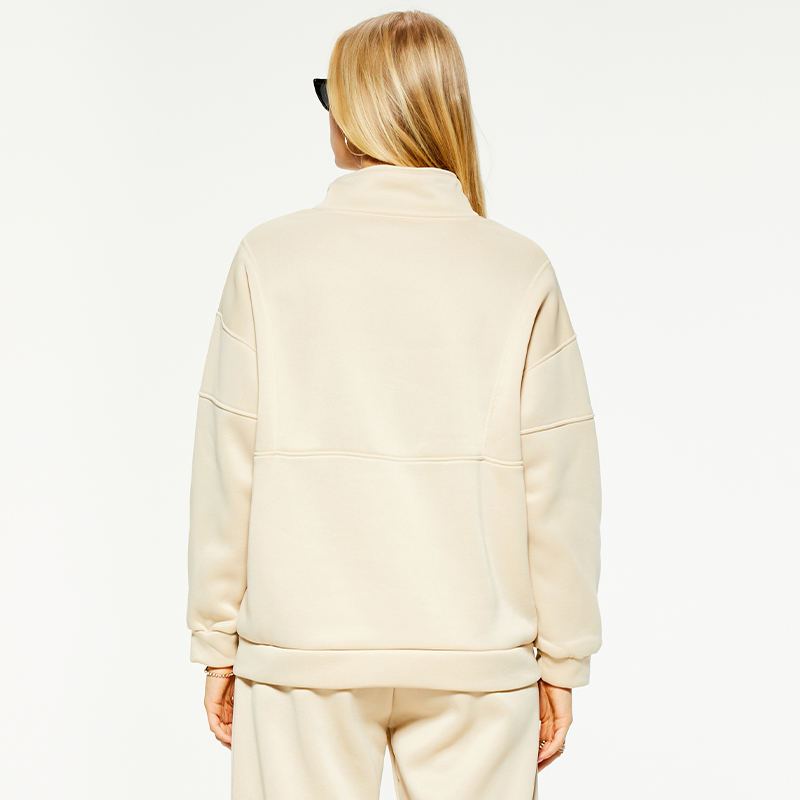 Casual stand-up collar large pocket patchwork sweatshirt