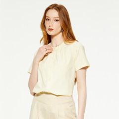 Casual round neck beige short-sleeved T-shirt