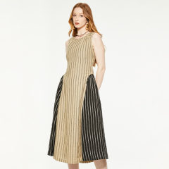 Elegant striped contrast sleeveless dress